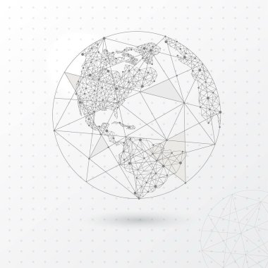 Toprak gezegeni dijital olarak düşük poli üçgen şeklinde çizilmiş..