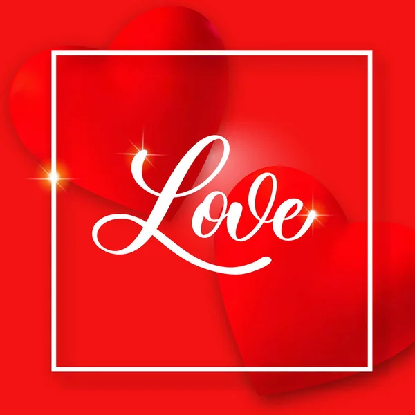 Love You Calligraphy Inscription Invitation Valentine Day Card Heart — Stock Vector