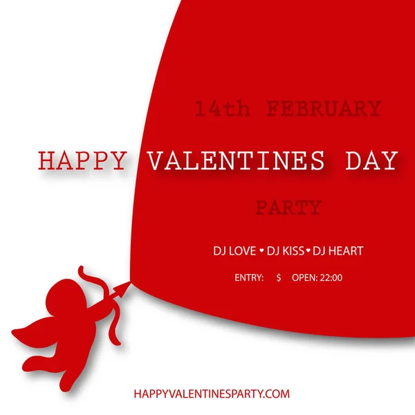 День Святого Валентина Вечірка Тлі Червоним Янголом Стрілами Ілюстрація Листівках — стоковий вектор
