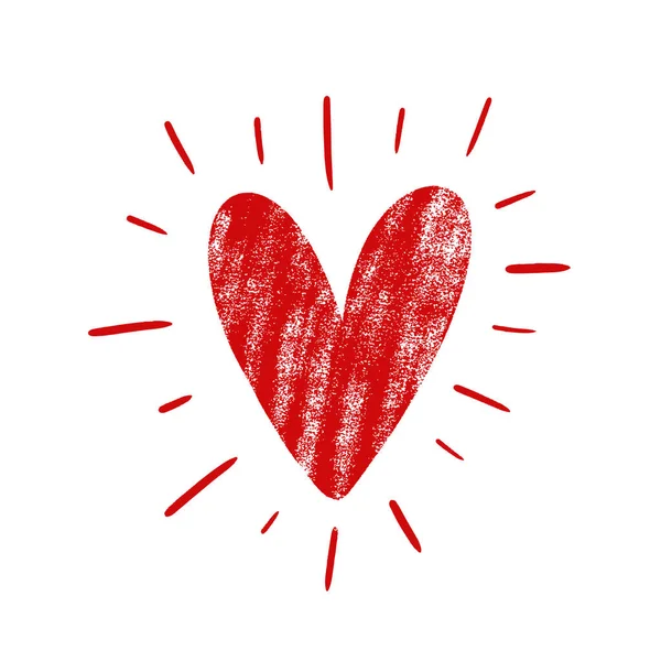 Handgezeichneter Grunge Roter Herzvektor — Stockvektor