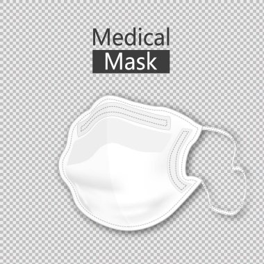 Tıbbi Maske. Covid-19 Coronavirus şeffaf arka planda..
