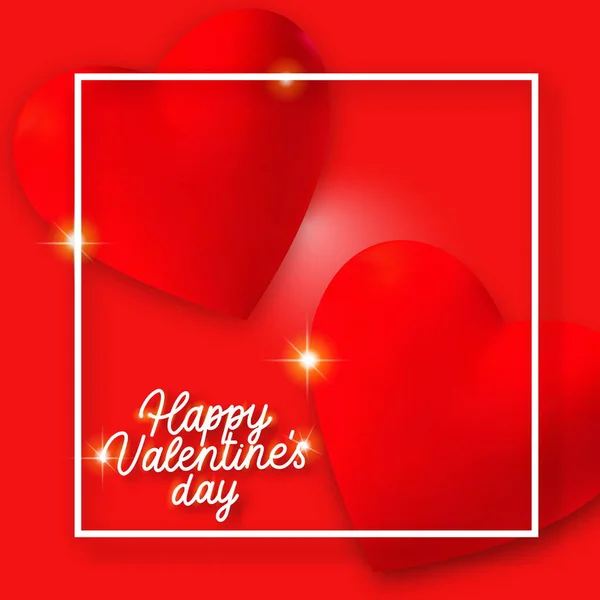 Dia Dos Namorados Fundo Com Corações Vermelhos Dourados Luzes Texto — Vetor de Stock