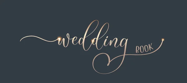 Wedding Gold Calligraphic Inscription Album Cover — 스톡 벡터