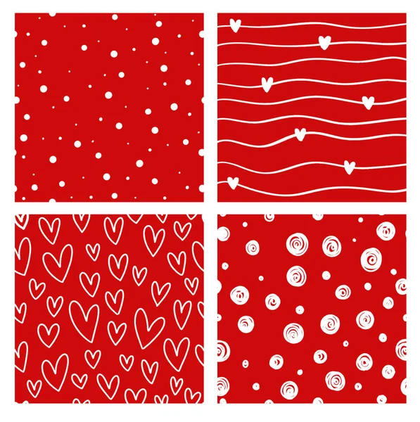 Set Valentine Red Background Seammles Pattern Vector — Stock Vector