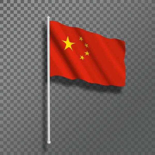 Rozvíjení Čínské Vlajky Transparentním Pozadí Vektor — Stockový vektor