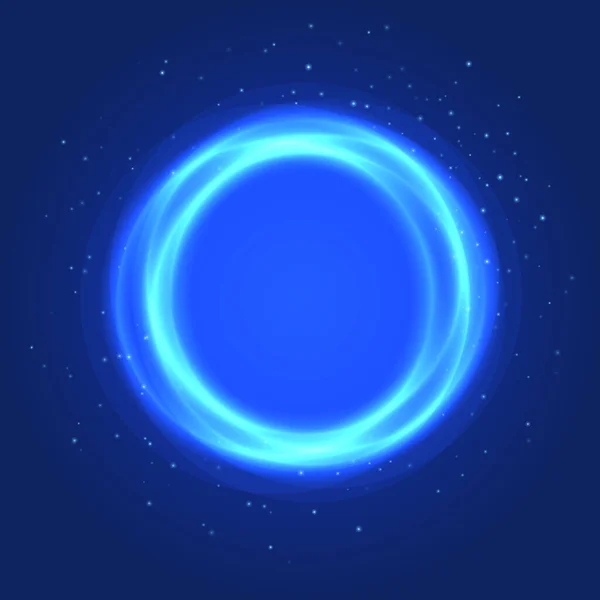 Neon Blue Circle Background Vector Frame Shining Circle Banner — Stock Vector