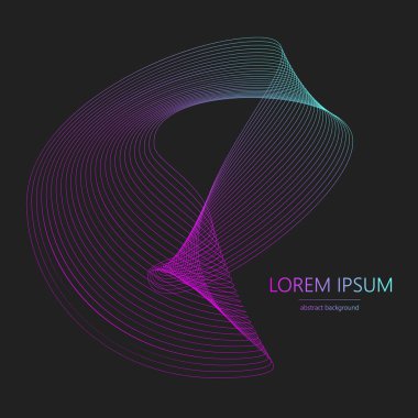 Neon dalgasını çerçevele. Renkli kıvrımlı soyut girdap. Vektör illüstrasyonu.