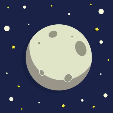 Düz tasarım tarzında moon. Vektör çizim
