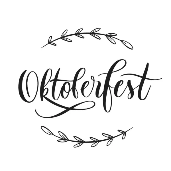 Oktoberfest Festival Cerveza Tipografía Emblema Letras Elementos Diseño Hechos Mano — Vector de stock