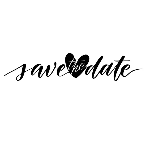Date Wedding Lettering Emblem Heart Hand Crafted Design Elements Your — Stock Vector