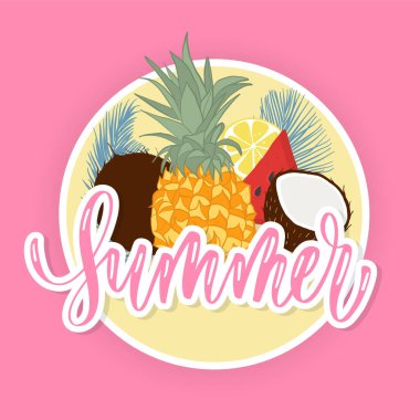 Tropikal meyveli el yazısı.