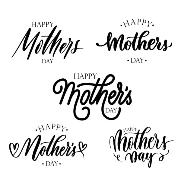 Set Pegatinas Letras Feliz Día Madre — Vector de stock