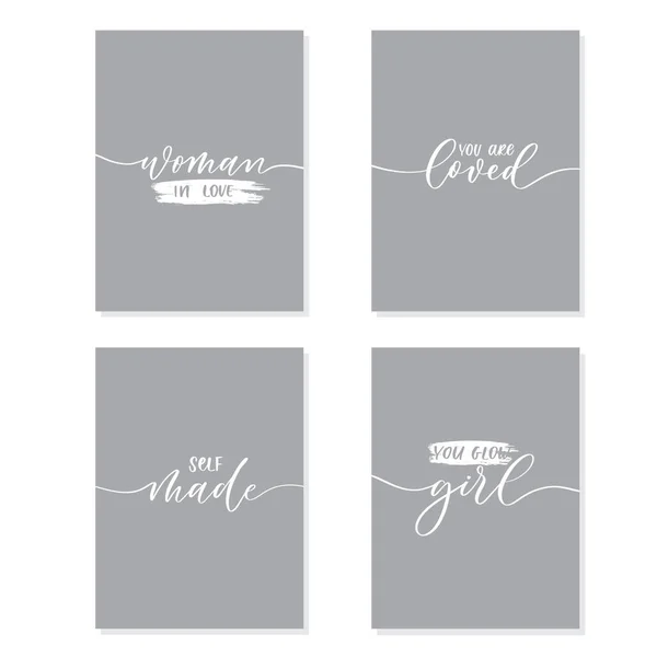Conjunto Mujeres Motivan Frases Caligrafía Para Camisetas Otros Diseños — Archivo Imágenes Vectoriales
