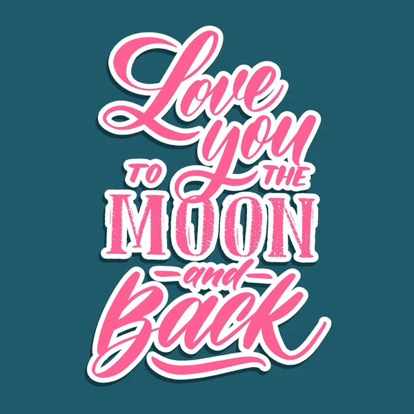 Kocham Cię Księżyc Powrotem Ręczny Wektor Literowania — Wektor stockowy