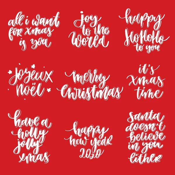 Carte Vœux Vectorielle Joyeux Noël Bonne Année Avec Calligraphie Lettrage — Image vectorielle