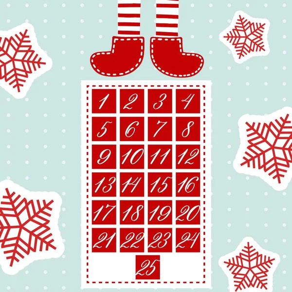 Advent Kalender Met Cartoon Santa Claus Vector — Stockvector