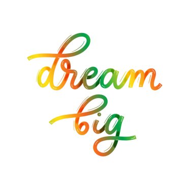 Büyük düşün. Kaligrafi kartı. El çizimi modern harfler.