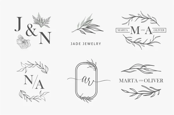 Düğün çiçekli kenar, monogram, logo.