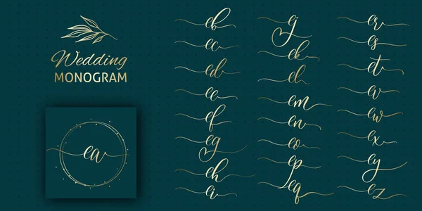 Casamento Inicial Monograma Elegante Conjunto Design Logotipo — Vetor de Stock