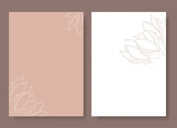 Elegante Tarjeta Invitación Boda Con Flores Magnolia — Vector de stock