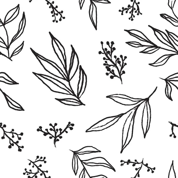 Paterne Botanique Sans Couture Avec Feuilles Branches — Image vectorielle