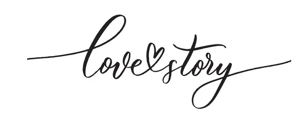 Love Story Typografie Písmo Citát Štětec Kaligrafie Banner Tenkou Čárou — Stockový vektor