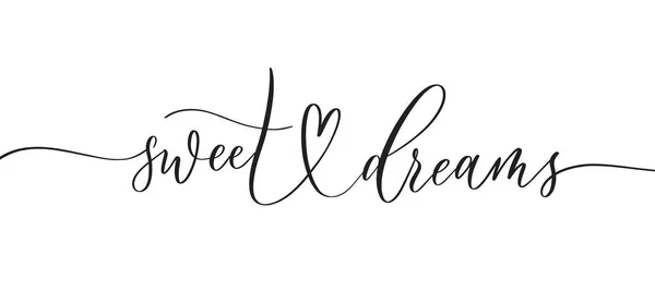 Sweet Dreams Typografie Belettering Citaat Borstel Kalligrafie Banner Met Dunne — Stockvector