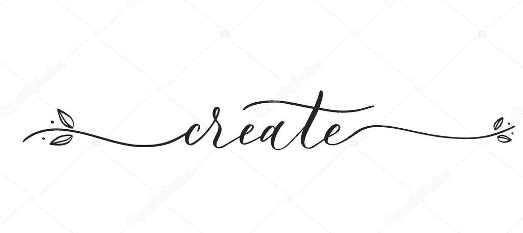 Create -  typography lettering quote, brush calligraphy banner with  thin line.