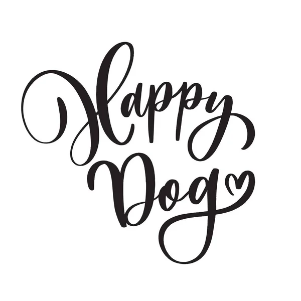 Szczęśliwego psa. Logo projektu napisu typograficznego. — Wektor stockowy