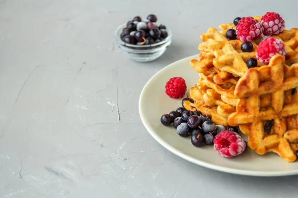 Carrot Waffles with Dried Fruits and Berries — Stock Photo, Image