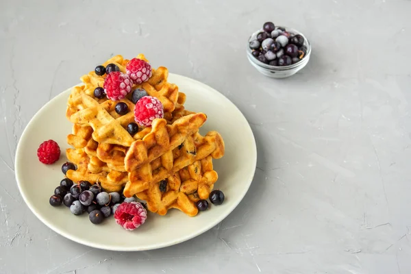Carrot Waffles with Dried Fruits and Berries — Stock Photo, Image