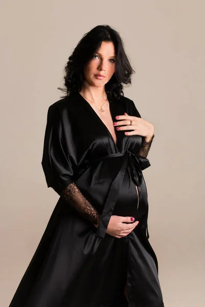 Retrato Tiro Jovem Bela Mulher Grávida Posando Para Maternidade Photoshoot — Fotografia de Stock