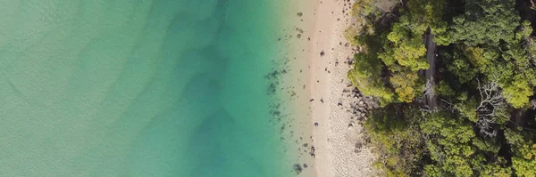 Αεροφωτογραφία του πανέμορφου τυρκουάζ ωκεανού, παραλίας και δέντρου για — Φωτογραφία Αρχείου