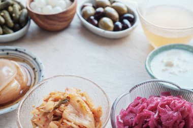 gut sağlık için fermente probiyotik gıdaların çeşitli