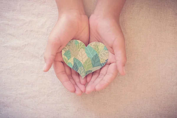 Manos Sosteniendo Forma Del Corazón Hoja Responsabilidad Social Rse Vida — Foto de Stock