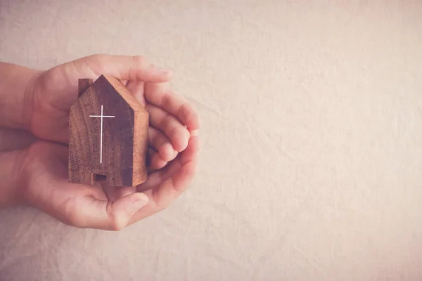 Kinderhanden Houden Kerk Dienen God Bidden Handen Home Kerk Dienst — Stockfoto