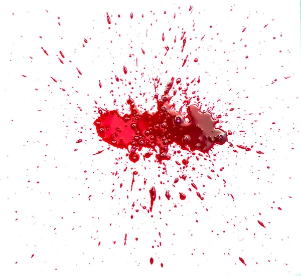 Mancha de sangre salpicada sobre fondo blanco — Foto de Stock