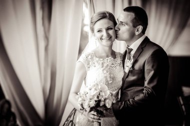 siluet siyah beyaz gelin damat