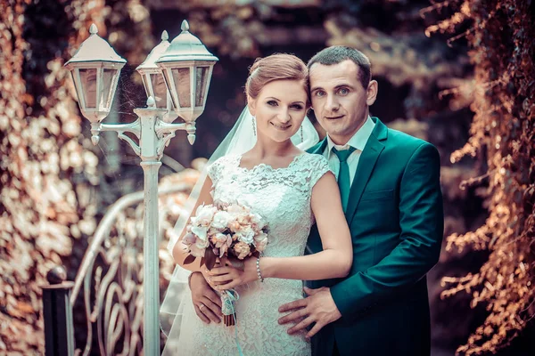 Mutlu gelin ve damat düğünlerinde — Stok fotoğraf