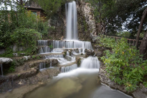 Водопад Парке Вилетта Негро Городе Генуя Италия — стоковое фото