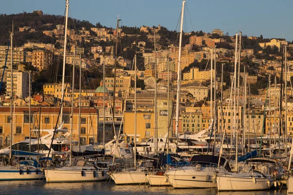 Genua Italien Januar 2020 Blick Auf Boote Hafen Von Genua — Stockfoto