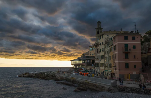 Genoa Italy Лютого 2020 Вид Genova Boccadasse Під Хмарним Небом — стокове фото