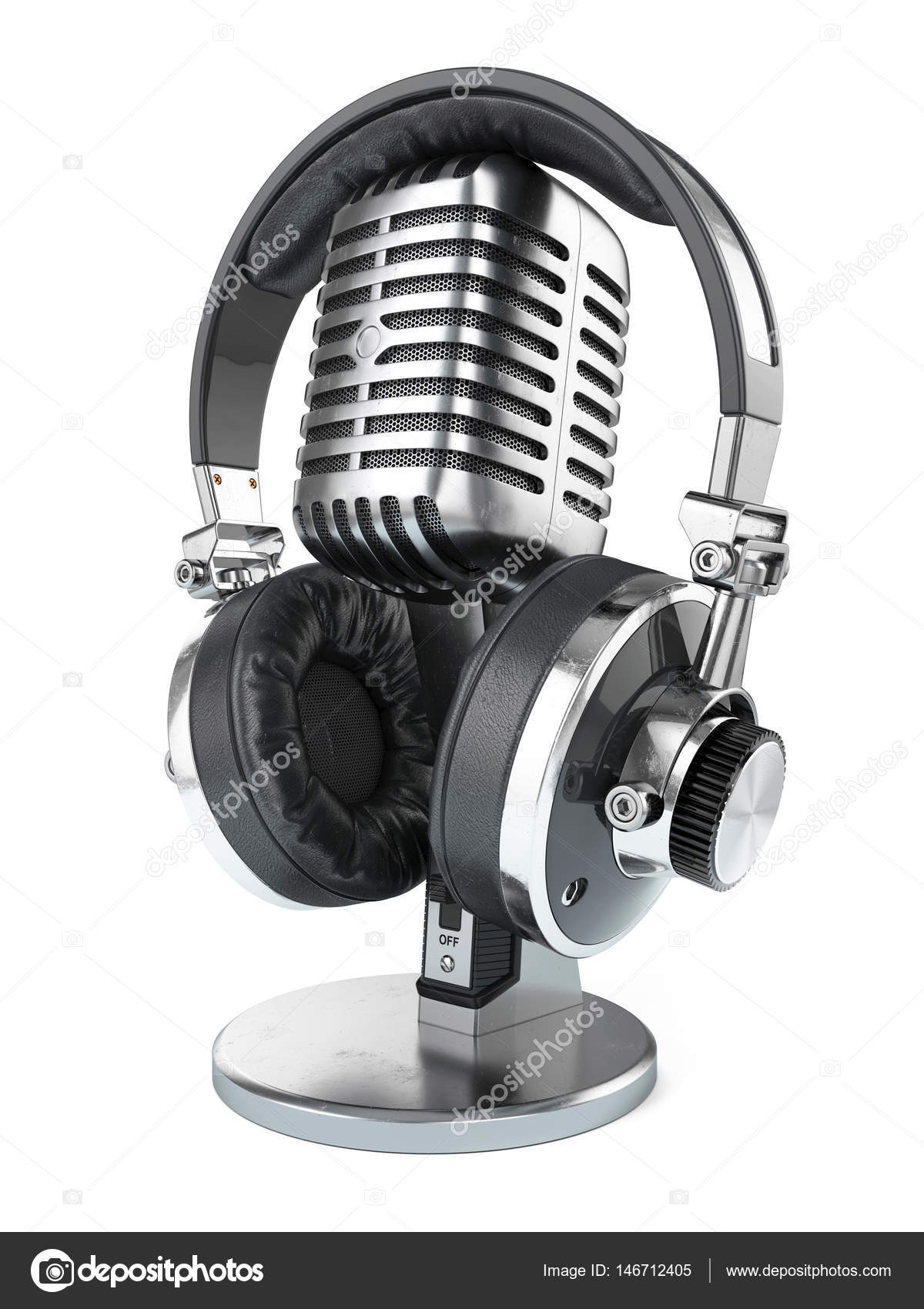 studio microphone and headphones