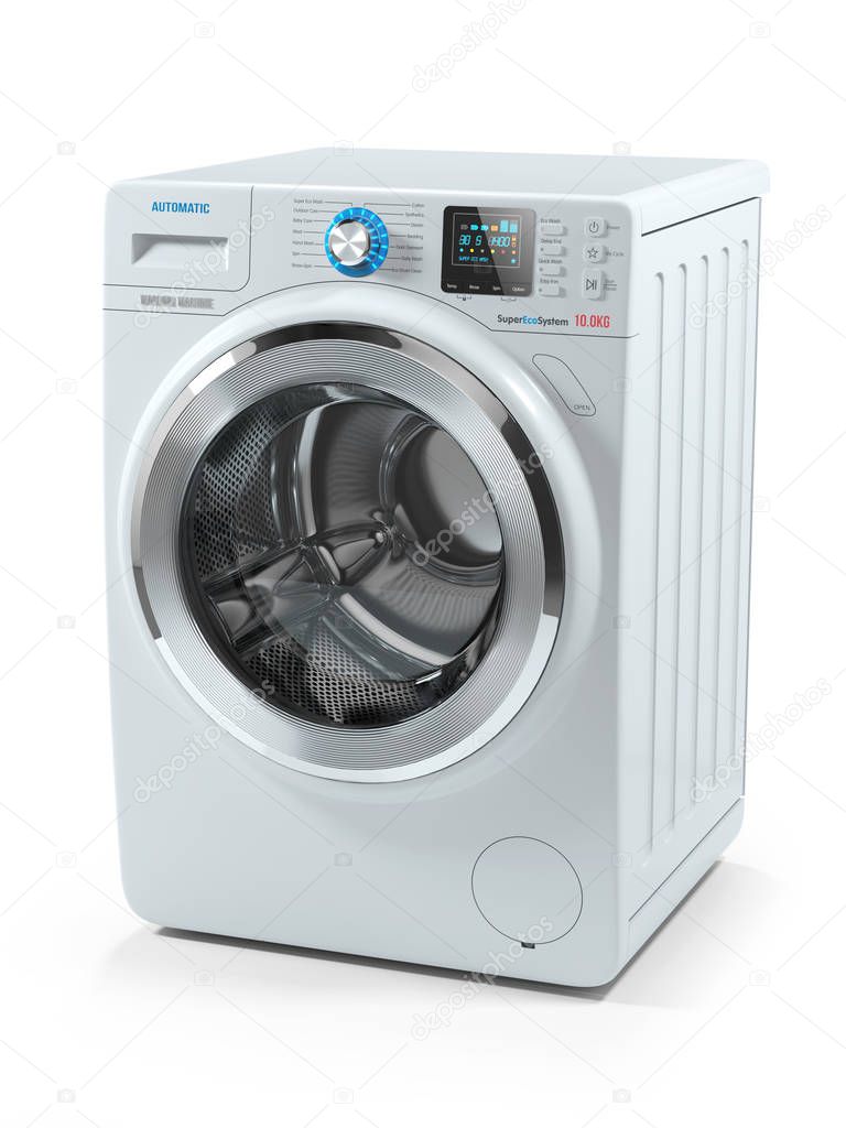 Moderne weiße Waschmaschine. 3D — Stockfoto © aleksanderdnp #180353982