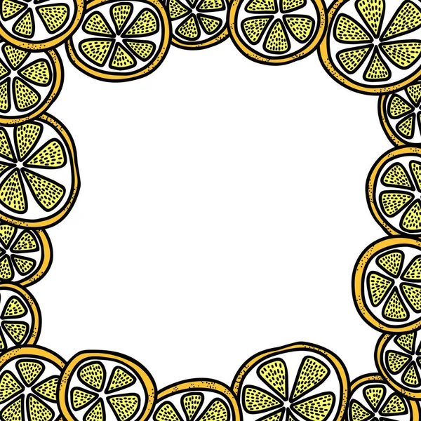 Квадратна рамка зі шматочків апельсина на білому тлі. Барвистий векторний декор для написання, фото та ілюстрації . — стоковий вектор