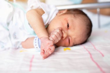 Yeni doğan küçük narin bir el - yakın portre