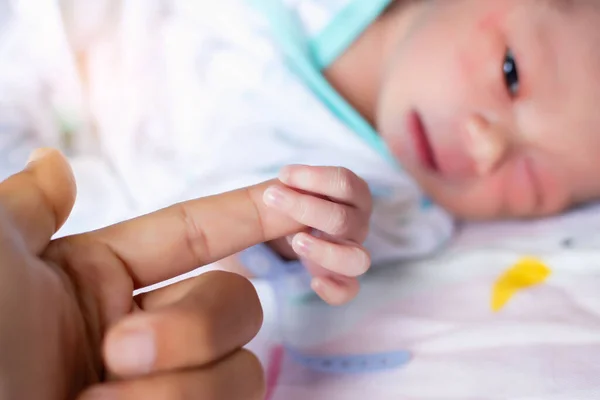 Small Delicate Little Hand Newborn Close Portrait — Stock Photo, Image