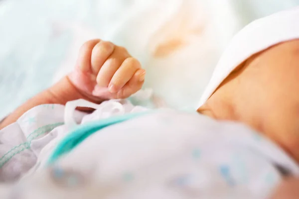 Small Delicate Little Hand Newborn Close Portrait — Stock Photo, Image