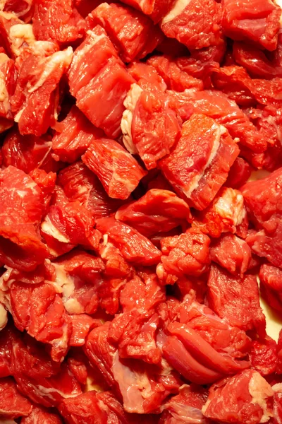 Carne Costilla Cruda Cortada Pequeñas Paces Lista Para Ser Preparada — Foto de Stock