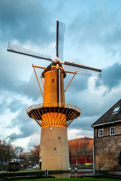 Vackra Väderkvarnar Schiedam Provinsen South Holland Dessa Högsta Väderkvarnar Världen — Stockfoto